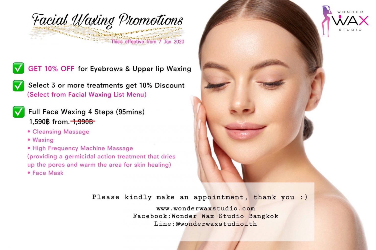Facial Waxing Promotions Wonder Wax Studio